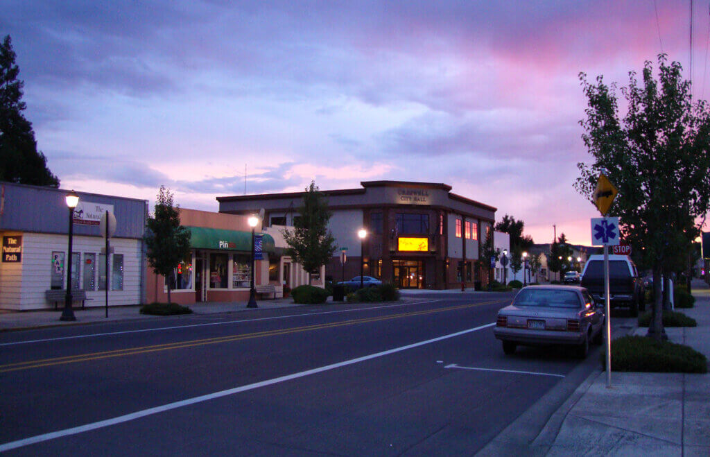 Creswell City Hall at night